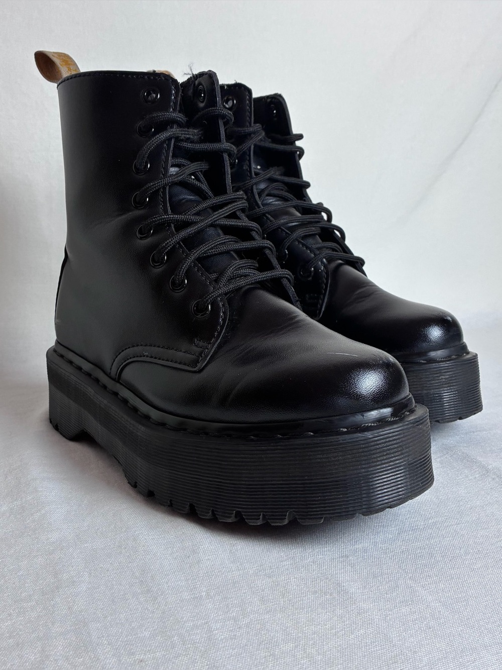 Dr. Martens Vegan Jadon II Mono Black Platform Combat Boots Mens 6 Womens 7
